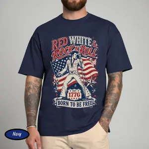 Retro Elvis Independence Day Retro Red White And Rock N Roll Shirt, Patriotic Rockabilly Tee Elvis Inspired America 250 Years USA Shirt