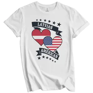 Latvian American Heart Flags Latvia America T-Shirt