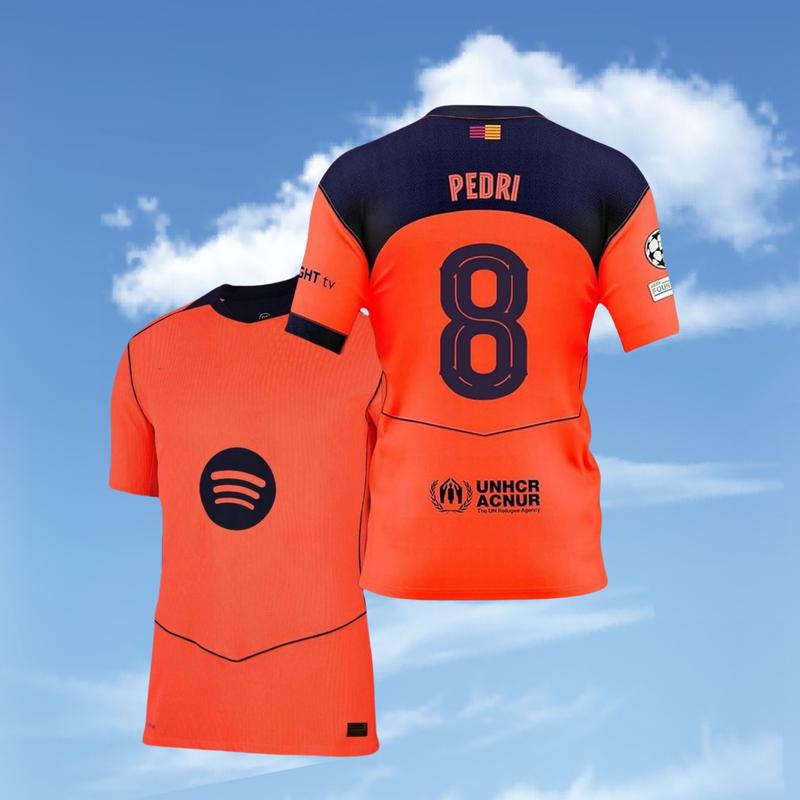 10# Lamine Yamal 25 26 Third Away Kit Orange Short Sleeve Soccer Jersey Fans Version