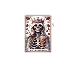 The Iced Coffee Queen Tarot Card • T-shirt Tee Shirt Comfortable Unisex Top Sublimation Casual  Graphic Cute Shirts Coffee Lover Iced Hot Coffee