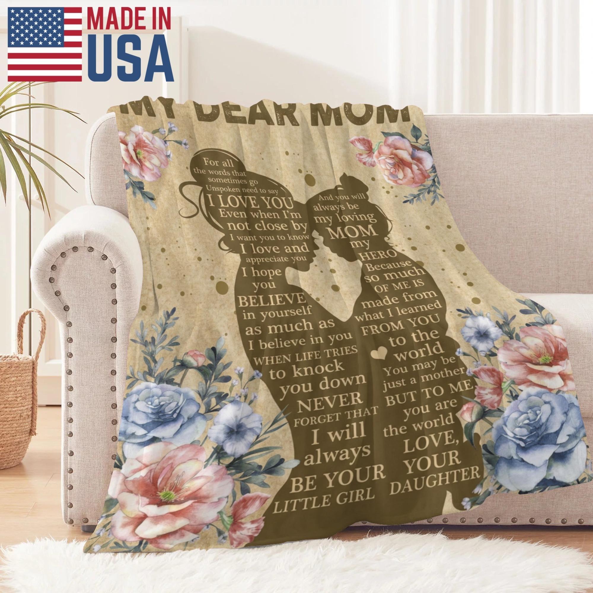 Gifts for Mom from Daughter, Mothers Day Birthday Gift for Mom Blanket from Daughter, Mommy Birthday Gifts, Presents for Mother, Soft Cozy Throw Blanket 60x50 Inches