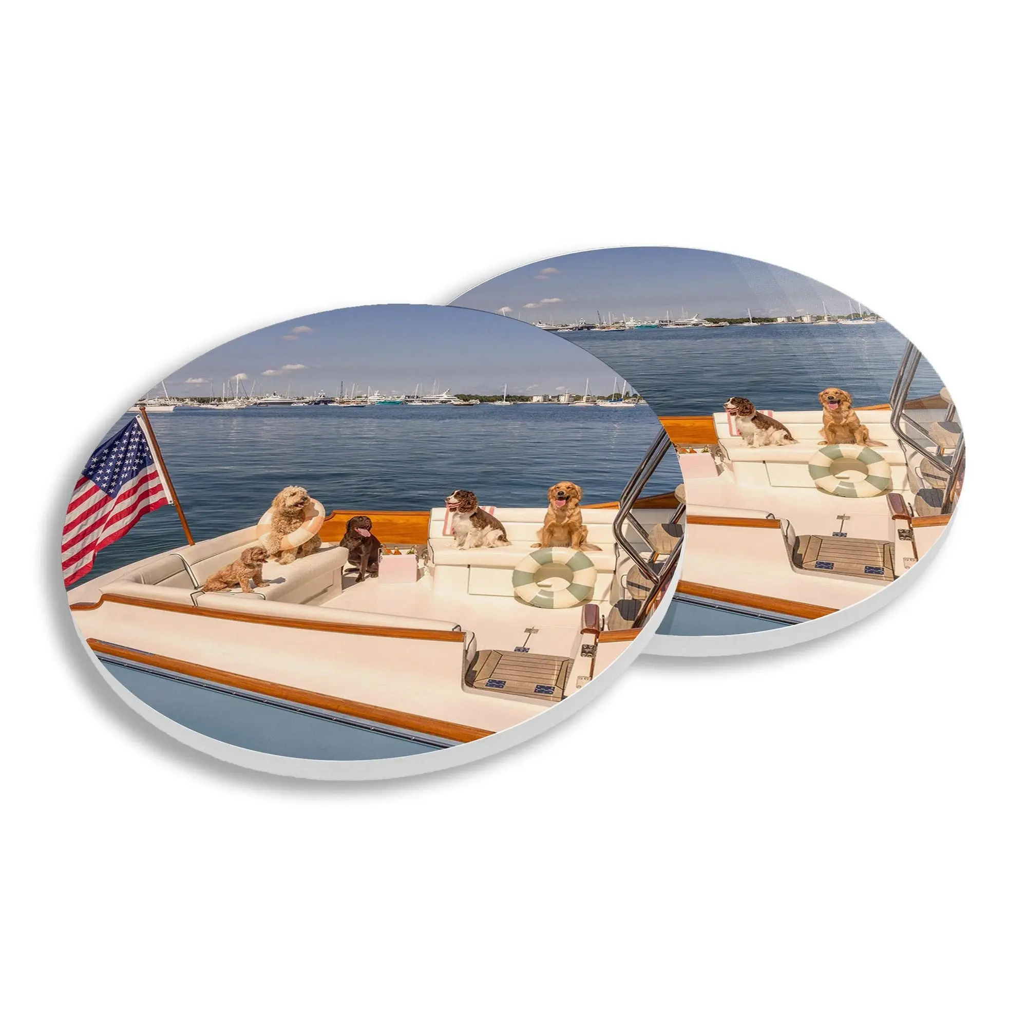 TOSS DESIGNS | Ceramic Coasters (Set of 4) - Dog Boat