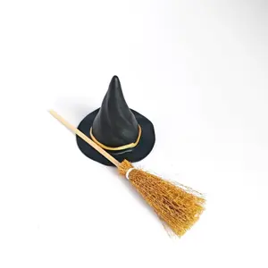 Halloween Witch Hat Broom Set, 4/8pcs Festival Party Decorations, Event Party Props, Holiday Small Gifts, Halloween Accessories
