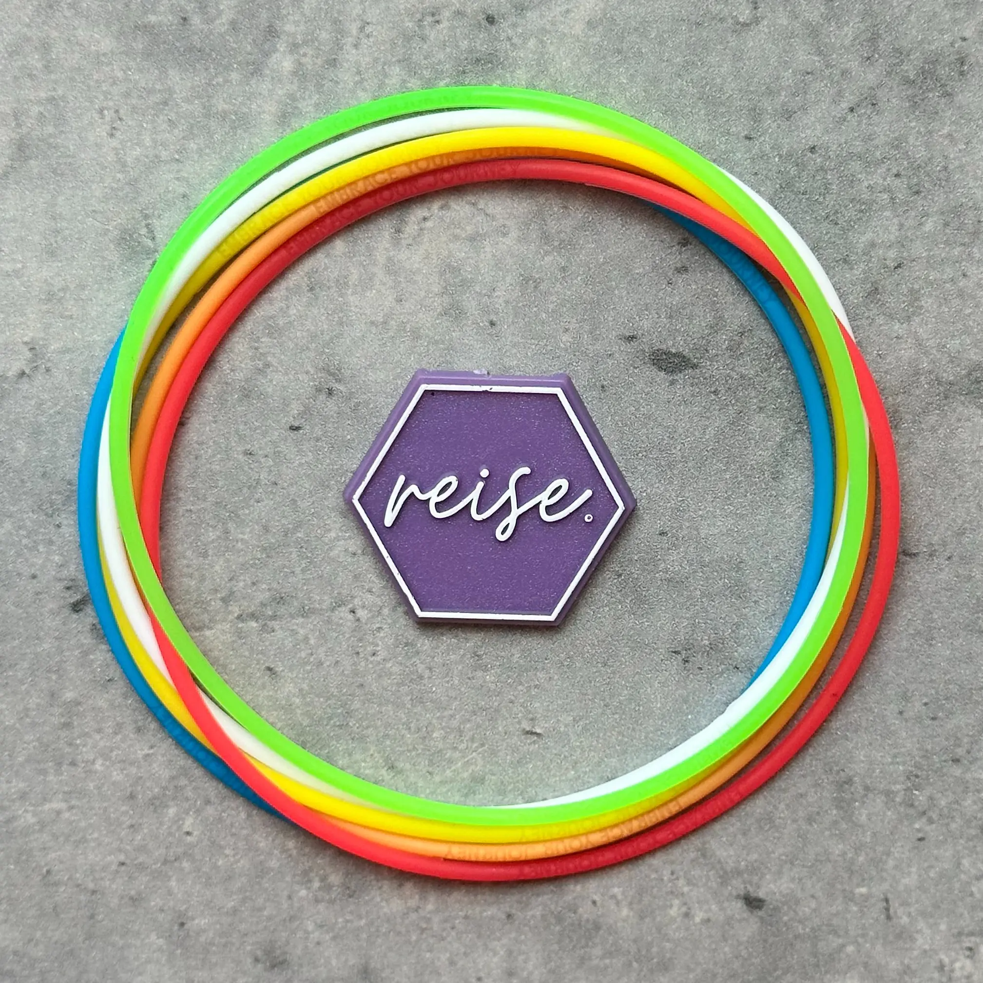 “Beach, Please” / Location Collection Stack / Silicone Stacking Bracelets / Multi-Colored