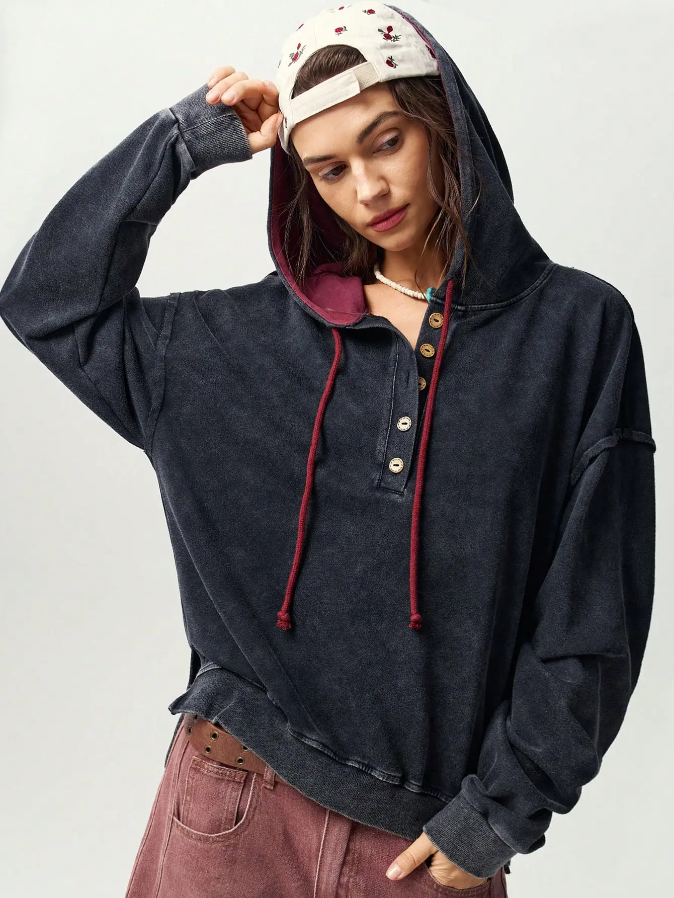 ZESTY Casual Solid Color Knitted Hooded Collar Long Sleeve Loose Fit Women's Sweatshirt Warm Cozy Pullover Jumper Knit Top Everyday Casual Fall Winter Outfit