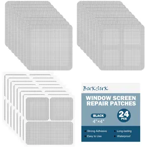 24-Piece Window Screen Repair Kit – 4-Size Fiberglass Patches w/Strong Adhesive | Quick Fix for Holes & Tears