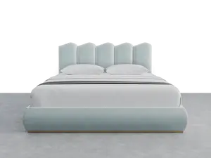 Luna Upholstered Panel Headboard - Aurora Layout, 76"x46", Curved Corner, Custom Upholstery, Designer, Fabric Exterior, Furniture-Style Indoor Headboard, Curved Corner Headboards, Custom Upholstery Headboards