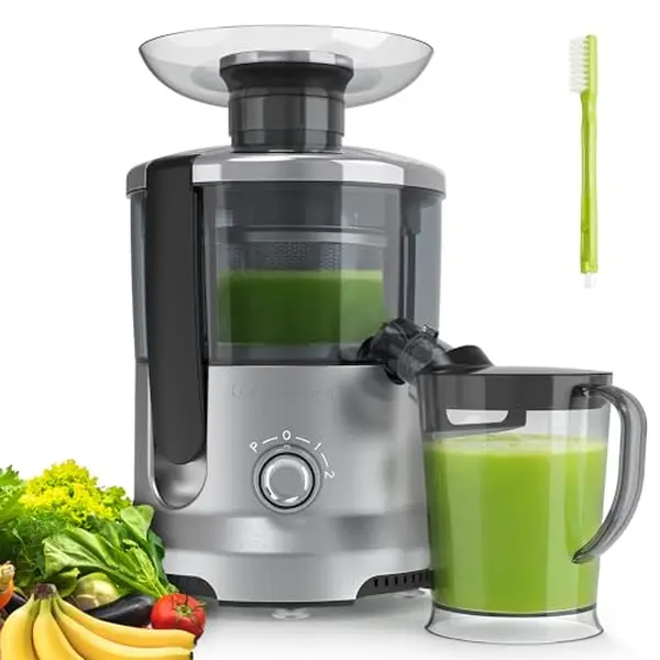 500W Centrifugal Juicer, High Juice Yield Extractor with Up to 60% Extraction, 2" Wide Feed Chute with Pallet, 3-Speed Control, Secure Buckle & Lock Mechanism, Removable Dishwasher-Safe Parts, BPA-Free