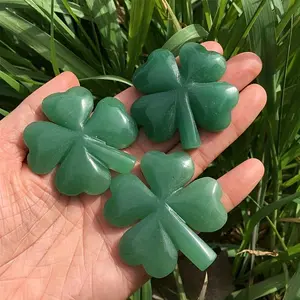 Aventurine Clover Quartz Crystal Clover Carving, 1 Count Home Decor, Reiki Gift, Mineral Specimen, Home Decorative Collectibles, Room Decor, Healing, Wellness, Balance, Artistry, Nature