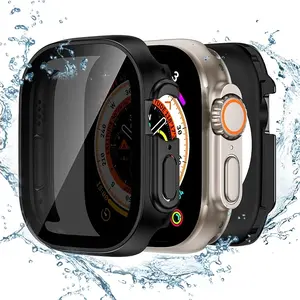 (2-in-1 for Waterproof Apple Watch Screen Protector Case SE 2nd Generation Series SE 6 5 4 40mm, iWatch PC Face Cover Built-in Privacy Tempered Glass Film [26° Anti Spy] [360° Full Protection]