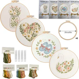 Floral Embroidery Kit Beginner Series DIY Stitching Materials Set English Stitch Guide Handmade Needlework Craft for Home Decoration Creative Art Project