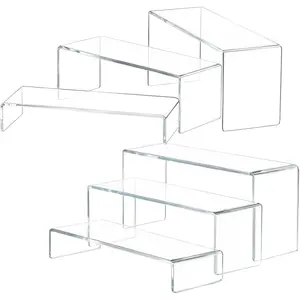 6 PCS Clear Acrylic Display Risers, Transparent Rectangle Display Stand for Figures, Collectibles, Perfume, Jewelry, Desserts, Cosmetics