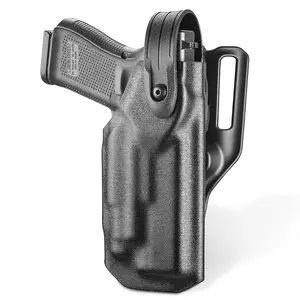 WARRIORLAND OWB Security Kydex Holster for Glock 17/19, Fits MB1/MB2/MB3 Tactical Light, Fast Thumb Release, Level II Retention, Right Hand