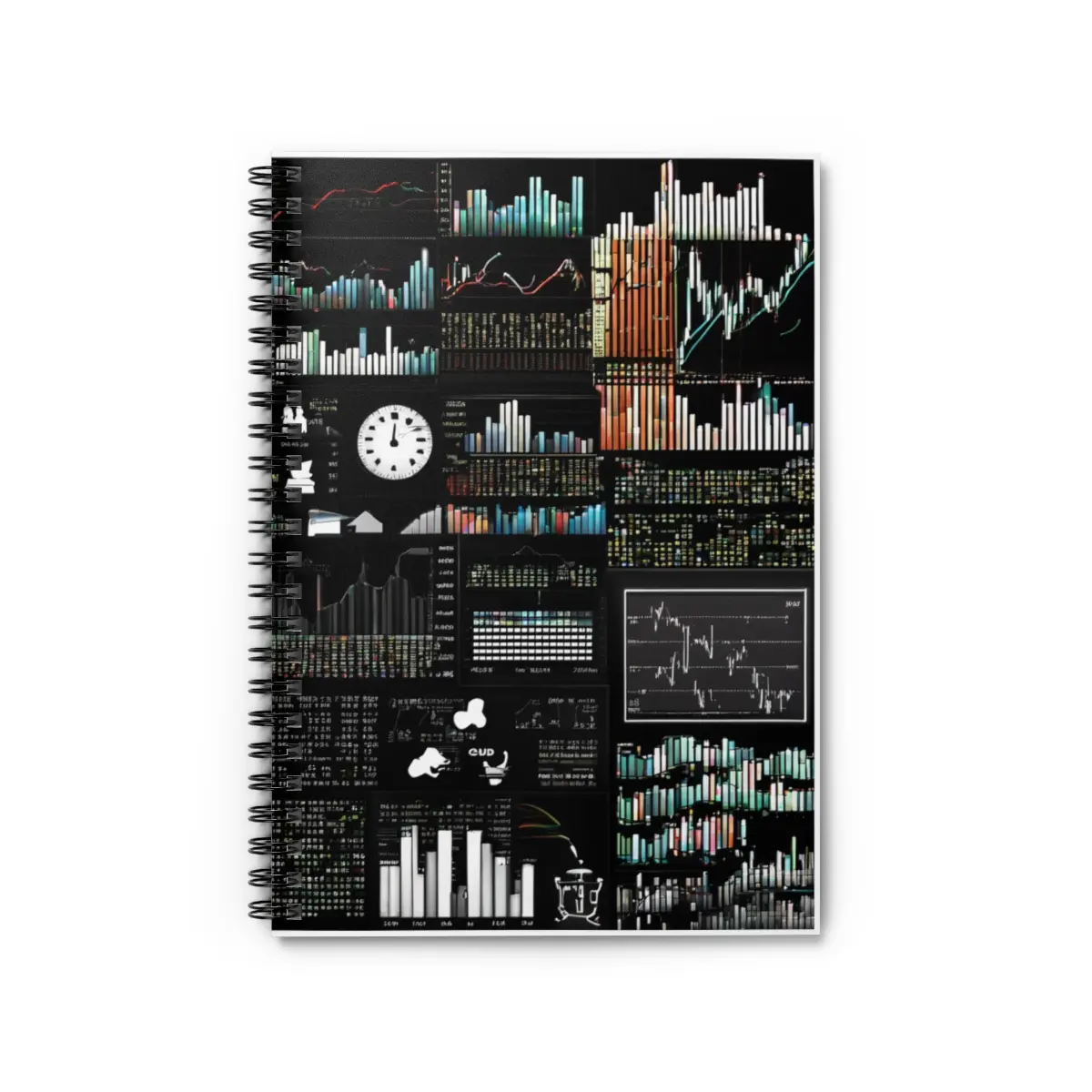 Stock Market-Inspired Spiral Notebook - Finance Enthusiast's Journal - Unique Trading Design - Investor Gift Spiral Notebook - Ruled Line