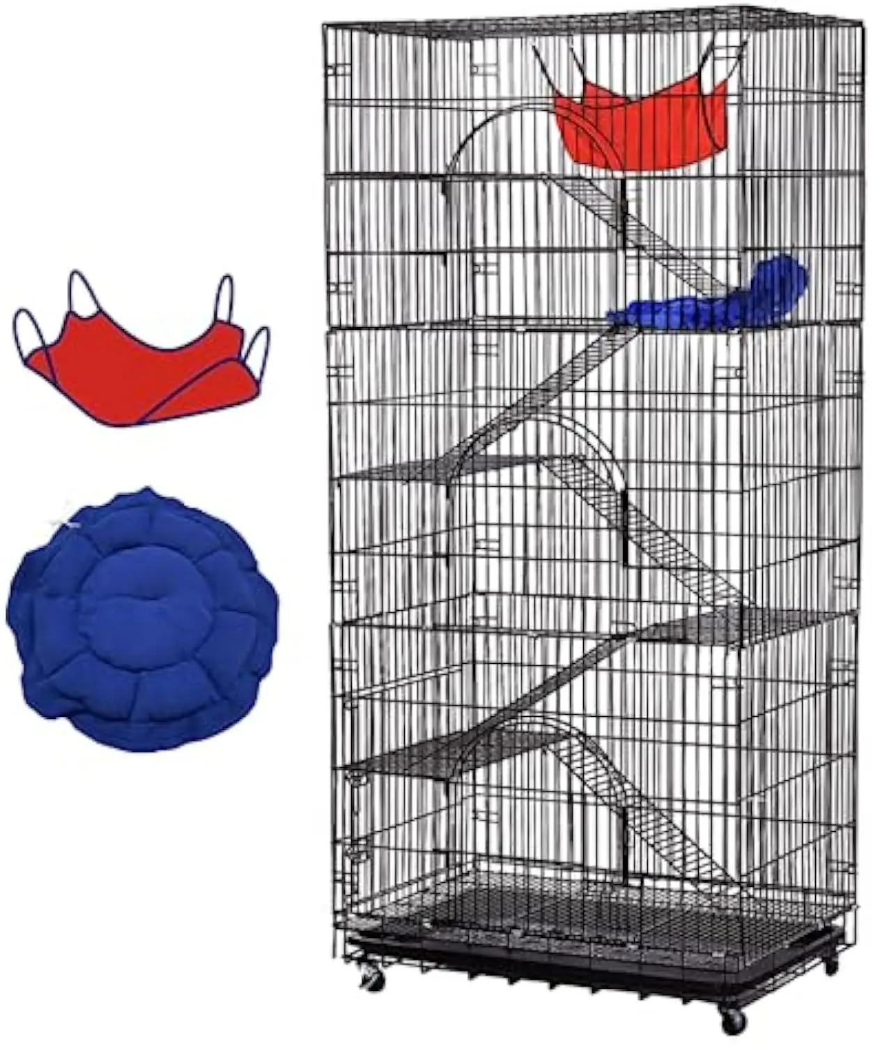 DOMIPET Large Cat Enclosure Outdoor, 6 Tier Metal Wire Cat Cage with Caster, Tray & Hammock for 1-3 Cats, Ferret Habitat Crate Kennels DOMIPET Large Cat Enclosure Outdoor, 6 Tier Metal Wire Cat Cage with Caster, Tray & Hammock for 1-3 Cats, Ferret Habitat Crate Kennels