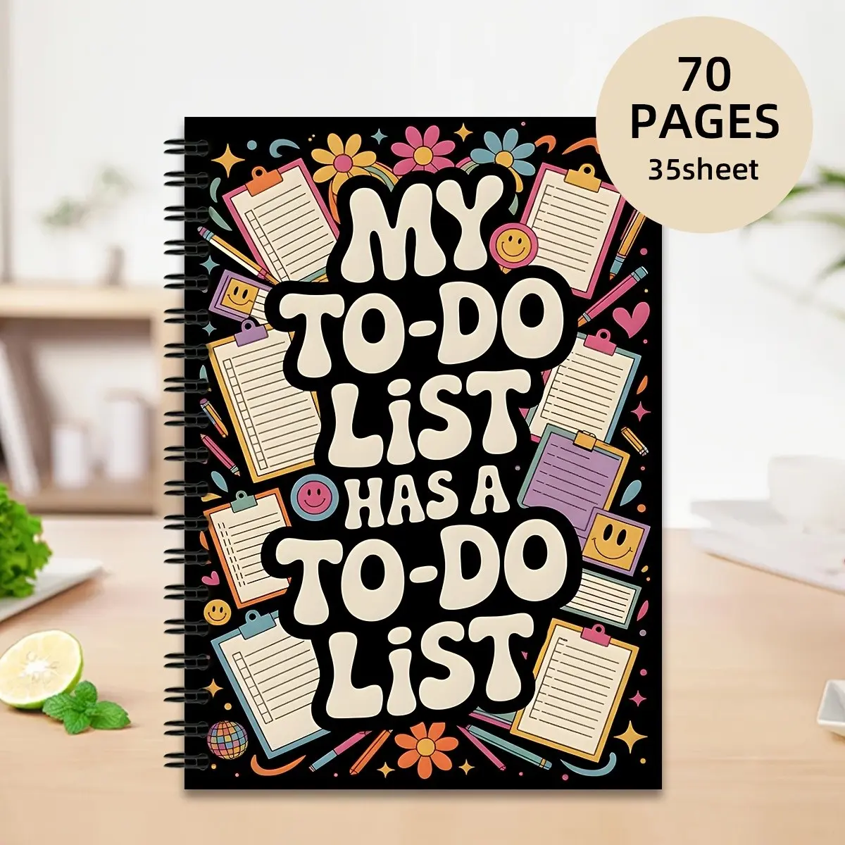 1pc Spiral Undated A5 Notebook, To-Do List Planner, Productivity Planner, Aesthetic Office Supplies, Daily Plan Journal, Life Planner Journal, Cute Clean Theme, Creative Gift for Holidays, Spiral Bound Planner