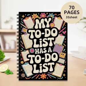 1pc Spiral Undated A5 Notebook, To-Do List Planner, Office Supplies, Daily Plan Journal, Cute Clean Theme, Creative Gift for Holidays, Spiral Bound Planner