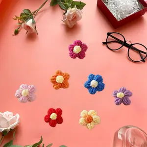 7/14/21 pieces hand-knitted puff flower wool yarn flowers DIY hair clips accessories brooches jewelry bags clothing trims flowers Decorative