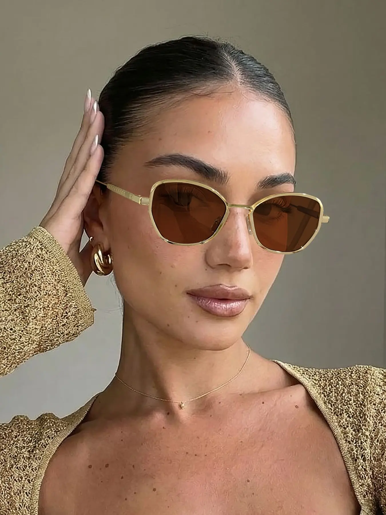 Women's Geometric Frame Vintage Trendy Square Sunglasses, Lightweight Durable Metal Frame, Perfect for Daily Outdoors Commuting