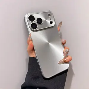 Full Cover Lens Film Case for iPhone 17/16/15/14/13/12/11 Pro Max New Silver Aurora 17Pro Simple Luxury 16plus Shockproof Protective Case