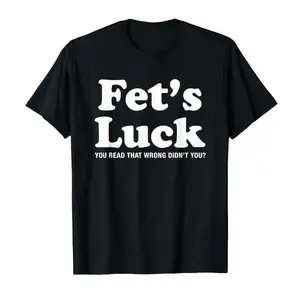 Fets Luck 100% Cotton Streetwear Casual T-Shirt, Men's Menswear Short-Sleeve Top