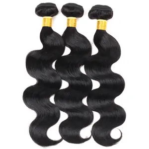 Human hair 3 Bundles Body Wave 12-30 Inch Natural Black No shedding Tangle Free Glossy Hair bundles