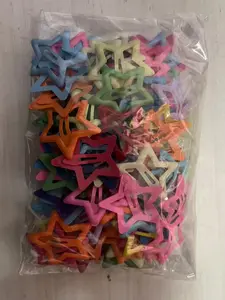 100 Colorful Dopamine Hair Clips Variety for Girls, Cute Star and Heart Shaped Hair Accessories, Sparkling Small Hair Pins for Daily Use