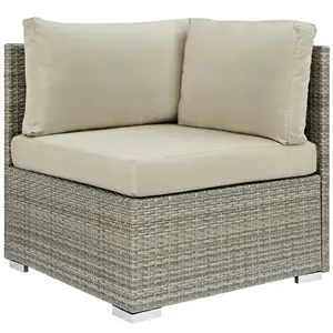 Modway Repose Outdoor Patio Corner in Light Gray Beige