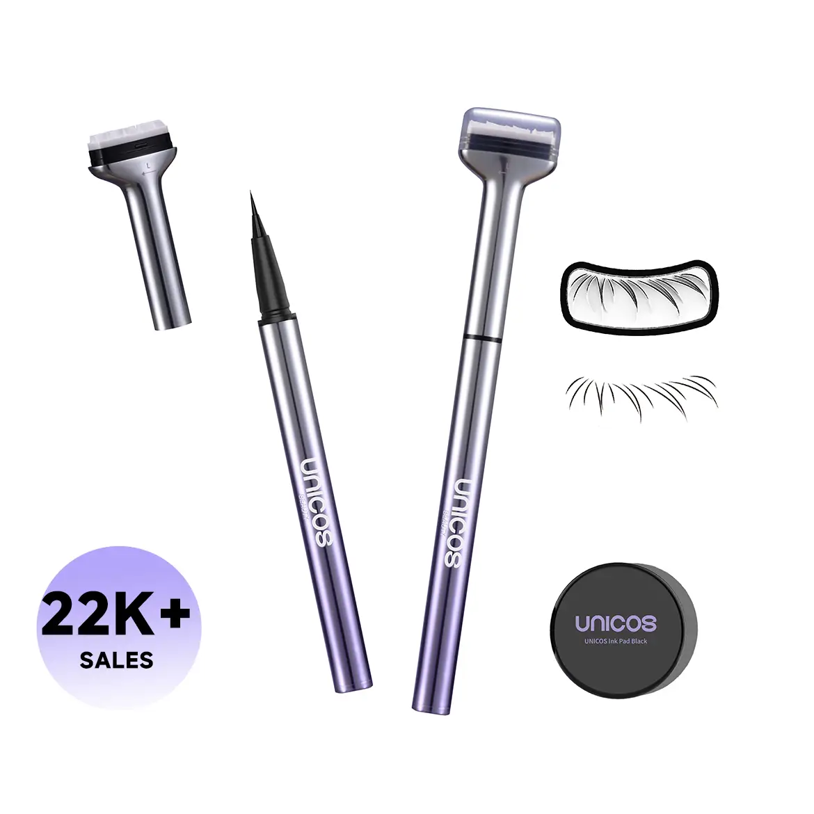 【NewGen】Unicos Lower Eyelash Stamp 2-in-1 Eye Makeup Tool with Waterproof Ink, Compact Design, Easy Application for Natural Look, Cosmetics, dealsfory
