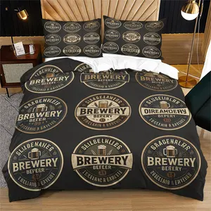 2/3pcs Retro American Style Duvet Cover Set, Microfiber Fabric, Ideal for Bedroom and Bar-Themed Vacation Rental Decor, Perfect Gift Choice 🎁 No Filling Included