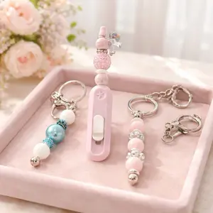Custom Beaded Pens with Adorable Character Toppers and Fluffy Pom Poms for Stylish Writing High-Quality Silicone Charms & Soft Plush Accents Personalized Builds during Live Events