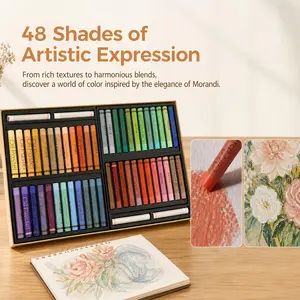 Artist Soft Oil Pastels with Extra White Tones, 48 Color High Saturation Oil Pastel Set, Portable Cardboard Storage Box for Portrait Drawing, Outdoor Sketch, Color Blending & Scrapbook Creation