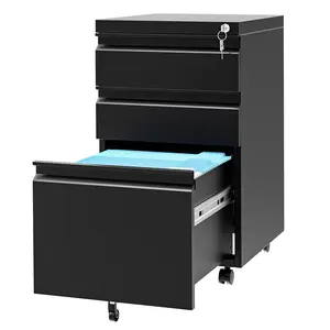 3-Drawer Mobile File Cabinet with Lock – Under-Desk Metal Filing Organizer for Letter, Legal, A4 Documents – Adjustable Shelf, Secure Storage – Easy to Assemble for Office and School