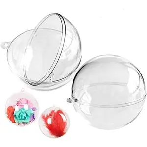 10 Pack Clear Plastic Fillable Ornament Balls 60mm Christmas DIY Craft Ball for Christmas Party Decorations DIY Bath Bomb Mold Set