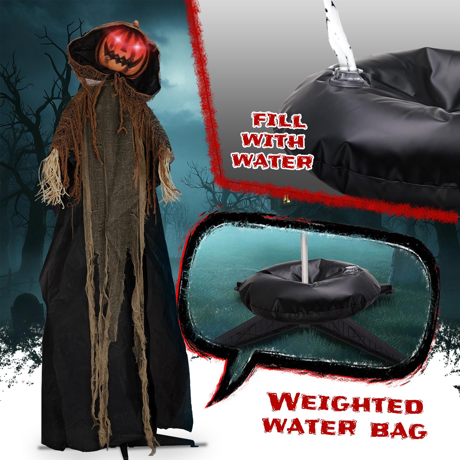 Ubesgoo 5.8ft Life-Size Animatronics Pumpkin Ghost Decorative Prop, Sound-Activated Outdoor Indoor Decor with Creepy Eyes & Sounds, Scary Holiday Haunted House Supplies