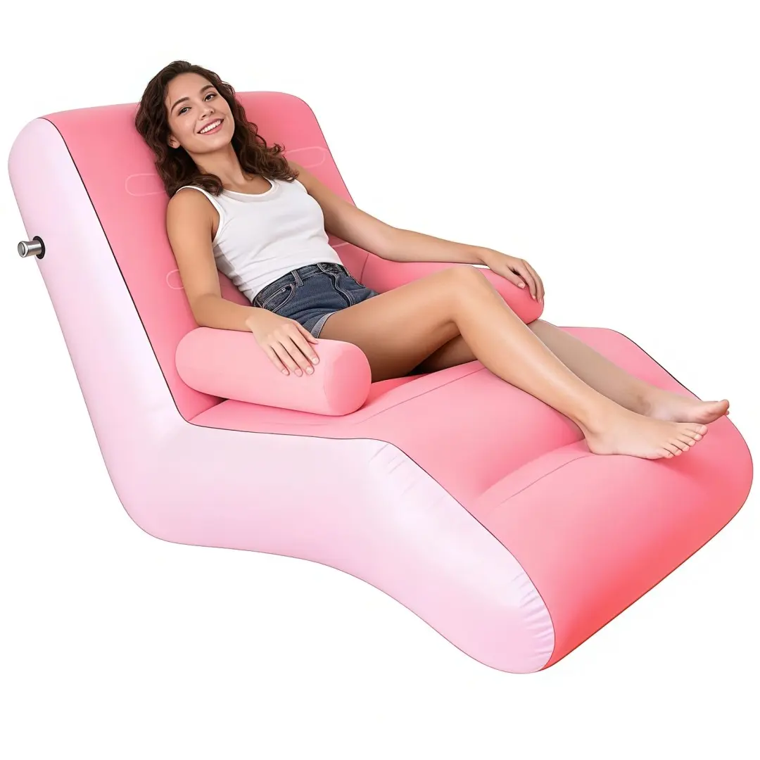 Inflatable Armchair with Handlebar, Indoor Living Room Lounger, Chaise Lounge Sofa, Outdoor Travel Camping Picnic Beach Chair, Foldable Inflatable Lounge Seat, Lazy Sofa Chair, Inflatable Couch