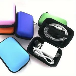 Headphone Data Cable Storage Case Charger Power Bank Rectangular Phone Line Headset Box EVA Zipper Bag Pocket Pouch Travel Storage