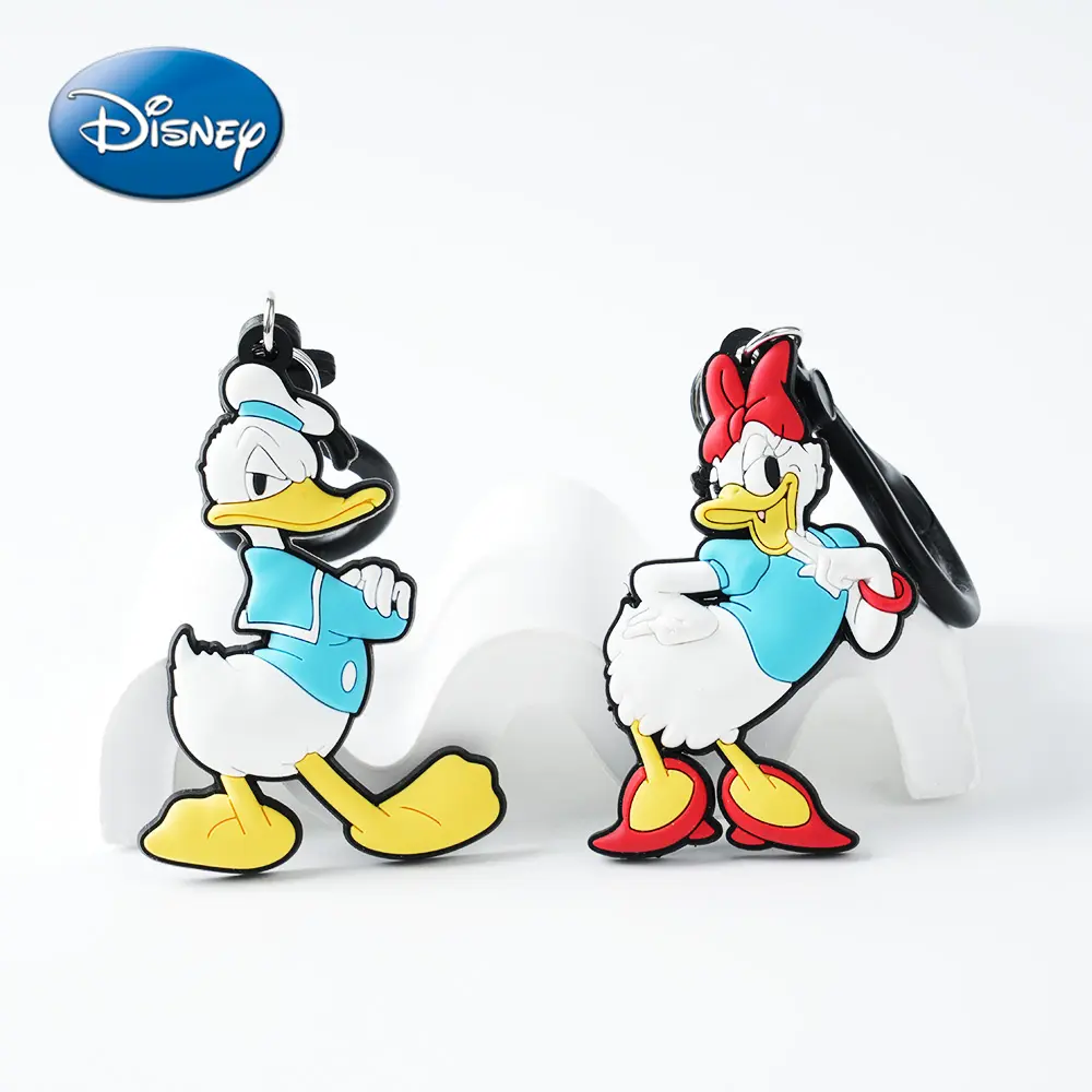1PC Disney Officially Licensed Donald Daisy Soft Touch Bag Clip Key Holder Cute Couple Keyring Keychain Decoration Bag Hangings Party Souvenir Anniversary Birthday Gifts