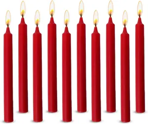 Axiom Straight Red Candlesticks – 10 Pack Tall Paraffin Wax Candles for Home, Parties & Event Decor, Multi Packs