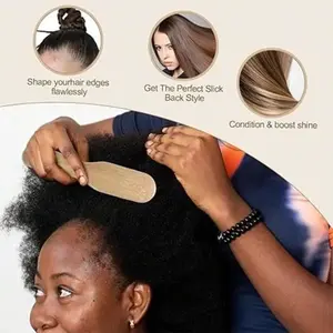 Bamboo Handle Hair Brush with Soft Bristles, Elegant Design for Styling, Smooths and Straightens Hair, Gentle Detangler, Unisex Use