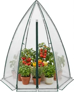 Portable 54"X54"X71" Mini Greenhouse for Outdoors, Hexagonal Steel Frame Greenhouse with Durable PE Cover, Roll-Up Access & Vent, for Herbs, Veggies, Flowers
