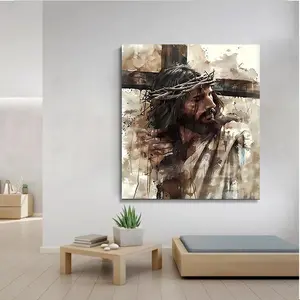 Abstract Christian Art Modern Style, Framed Large Religious, Jesus Canvas Print, Christian, Framed Abstract Religious Art Print
