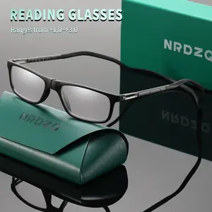 NRDZQ Magnetic Blue Light Blocking Reading Glasses (100-300 Degree), Unisex Design, Multiple Colors, Gift Box Included, Leather Case, Silicone