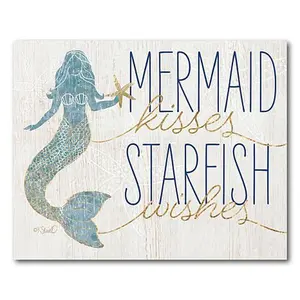 Courtside Market Mermaid Kisses Starfish Wishes 16x20 Canvas Wall Art
