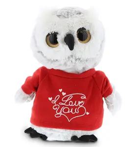 DOLLIBU Kawaii Stuffed Animals - Super-Soft Huggable Plush Owl with Embroidered Red "I Love You" Shirt, Romantic Stuffed Toy
