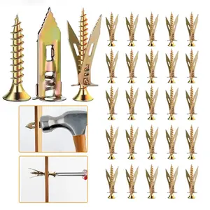 60Count Heavy-Duty Zinc-Plated Steel Anchors with Self-Tapping Screws,Drywall Self Drilling Anchors and Screws,Easy Application,No Drill or Holes in Wall,Hollow Screws and Anchors for TV,Bicycle,Cabinet Fixing Accessories.