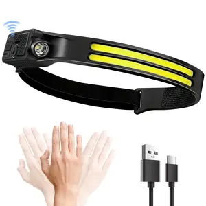 LED Headlamp Rechargeable, 230° Wide Beam Head Lamp with Motion Sensor, Waterproof Head Light Flashlight for Hiking, Running, Repairing, Fishing Cycling