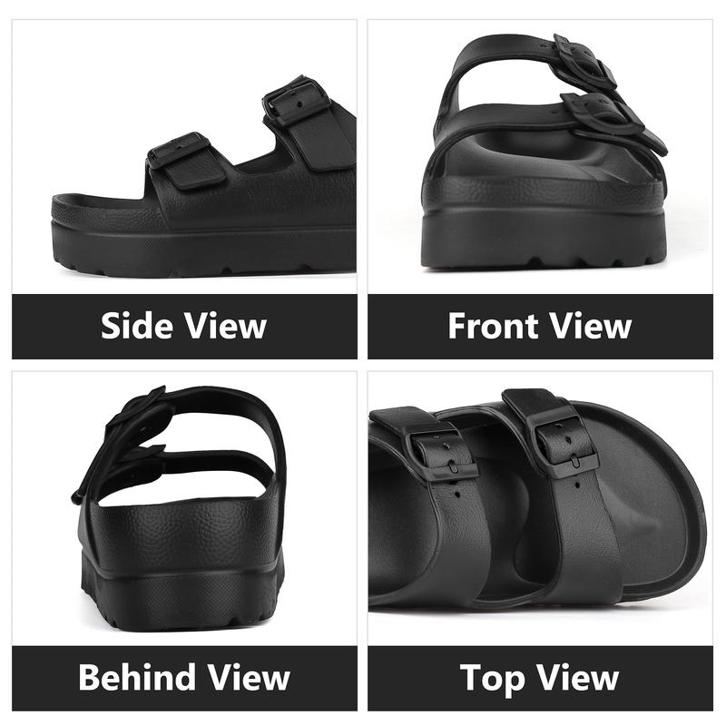 2026 New EVA Thick Bottom Casual Slippers with Height Increase for External Wearing, Cool Slippers with Double Buckles, Lightweight and Anti slip Beach Shoes for Women