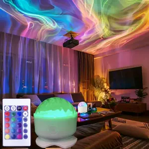 Aurora Projector Night Light, USB Rechargeable RGB Color Changing Projector Light with Remote Control, Decorative Ambient Light for Bedroom Living Room, Indoor Decorative Light, RGB Projection Lamp