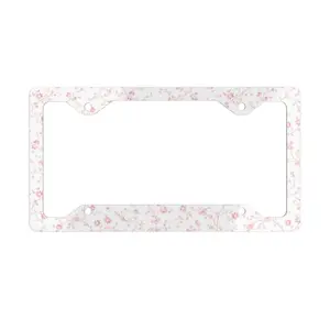 Coquette Pink Floral Metal License Plate Frame